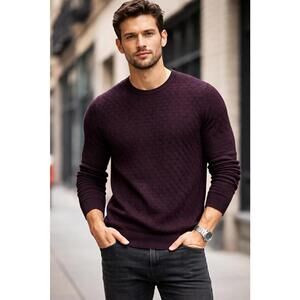 Karl Lagerfeld Paris Textured Sweater Purple M